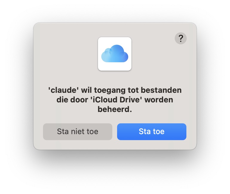 Claude wil toegang tot iCloud Drive